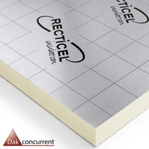 Recticel Pir 142mm isolatieplaten Eurothane Silver afmeting 1200x600 met alu-kraft cachering Rd 6,45
