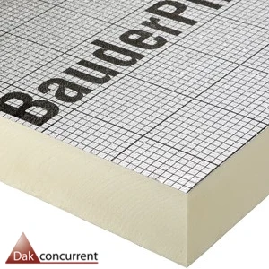 Bauder Pir 50mm isolatieplaat afmeting 1200x600 en 2400x1200 mm met aluminium cachering Rd 2,27